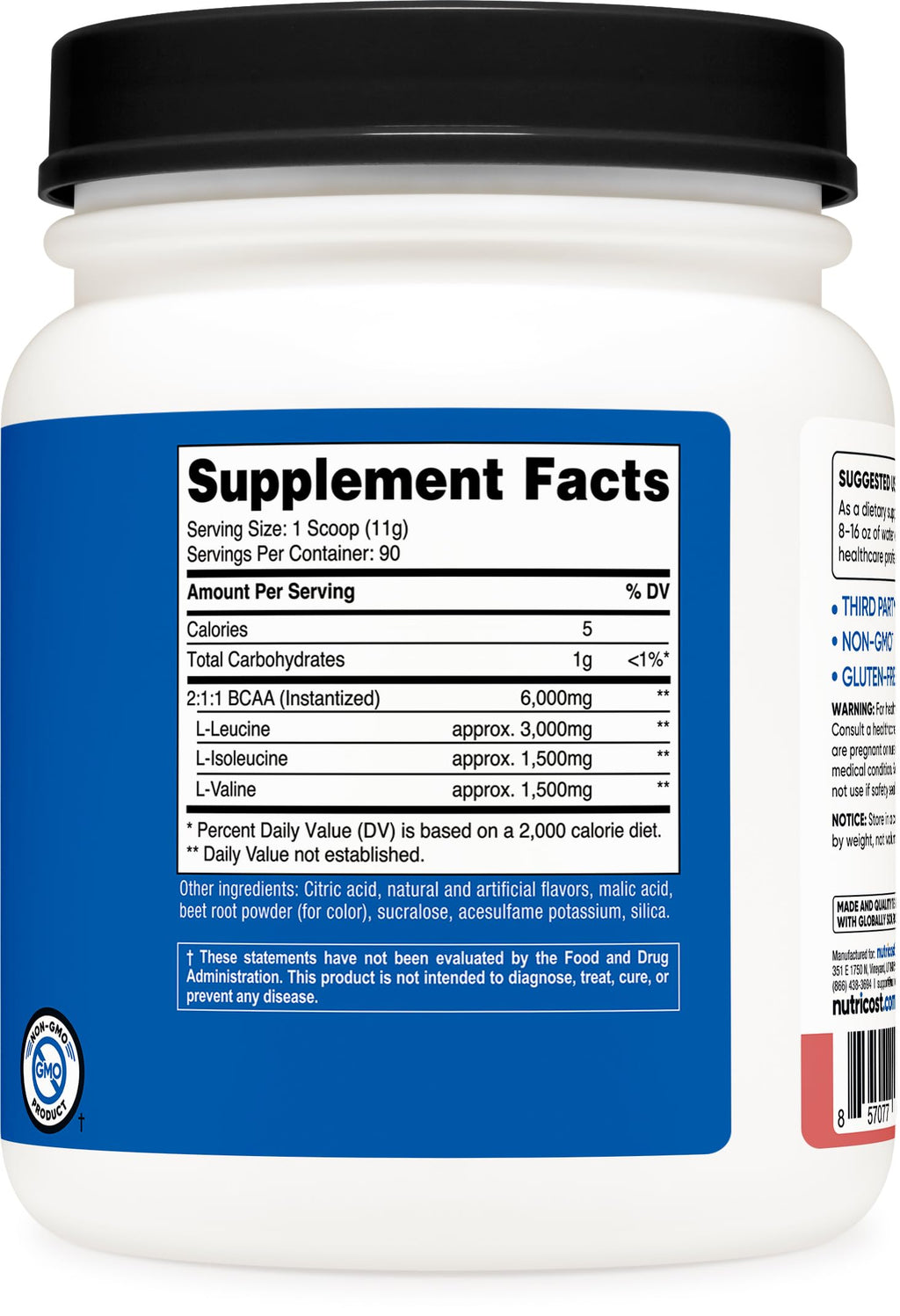 Nutricost BCAA Powder 2:1:1 (Raspberry Lemonade, 90 Servings)