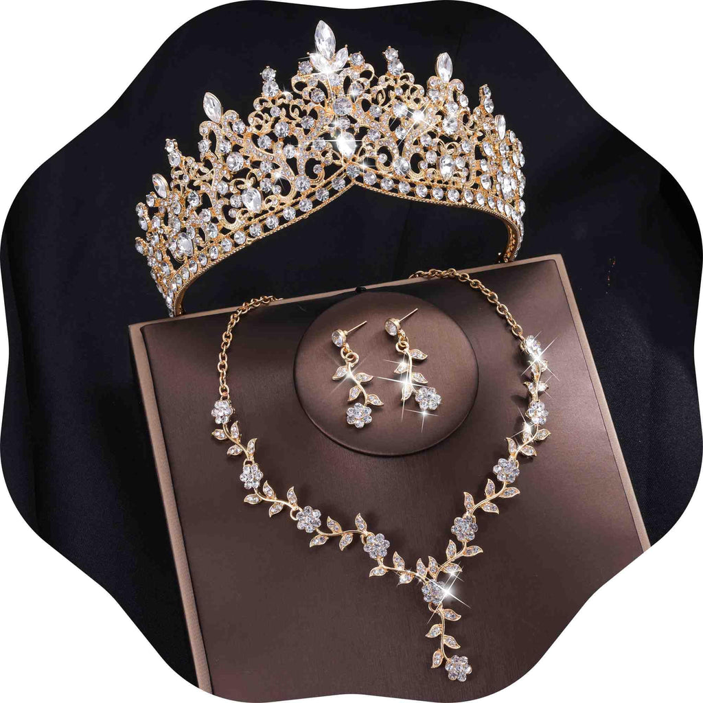 Kamirola Tiaras and Crowns for Women,3-pack Tiaras Earrings Necklace
