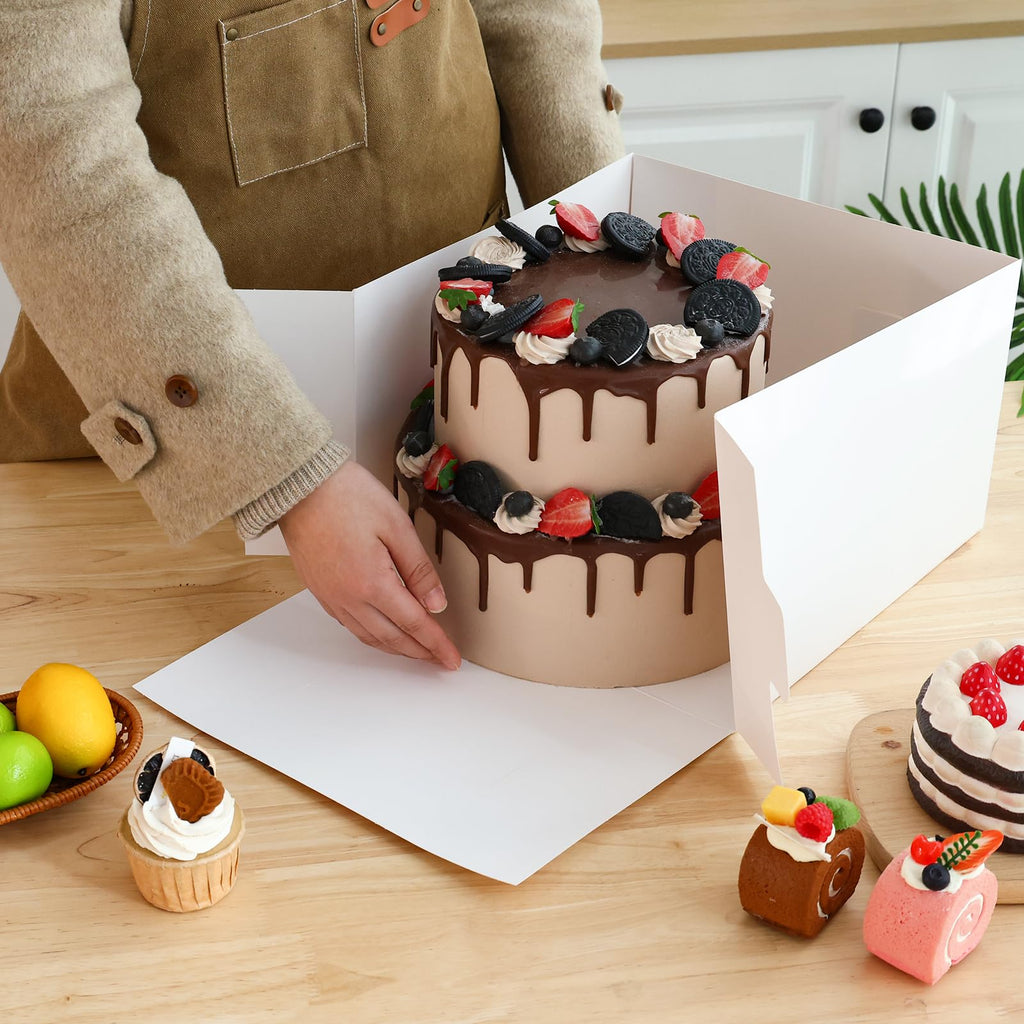 Moretoes 15Pcs Cake Boxes, 12x12x8 Inch White Bakery Boxes with Window Cake Containers Tall Dessert Cardboard Boxes