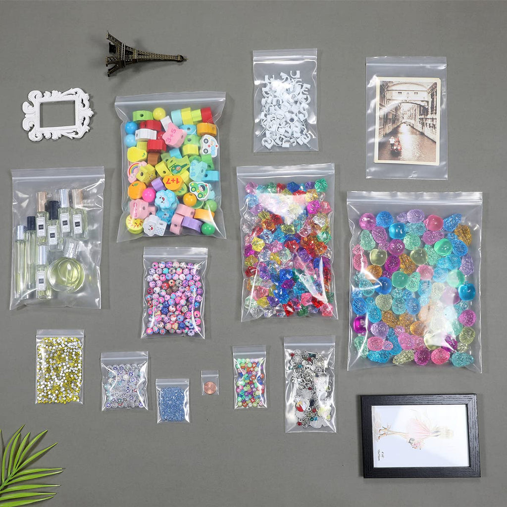 Somoga 50 PCS 10" x 13" Clear Thick 5 Mil Zip Poly Lock Plastic Bags Reclosable Zip Seal Bags Heavy-Duty Seed Food Storage Zipper Bag