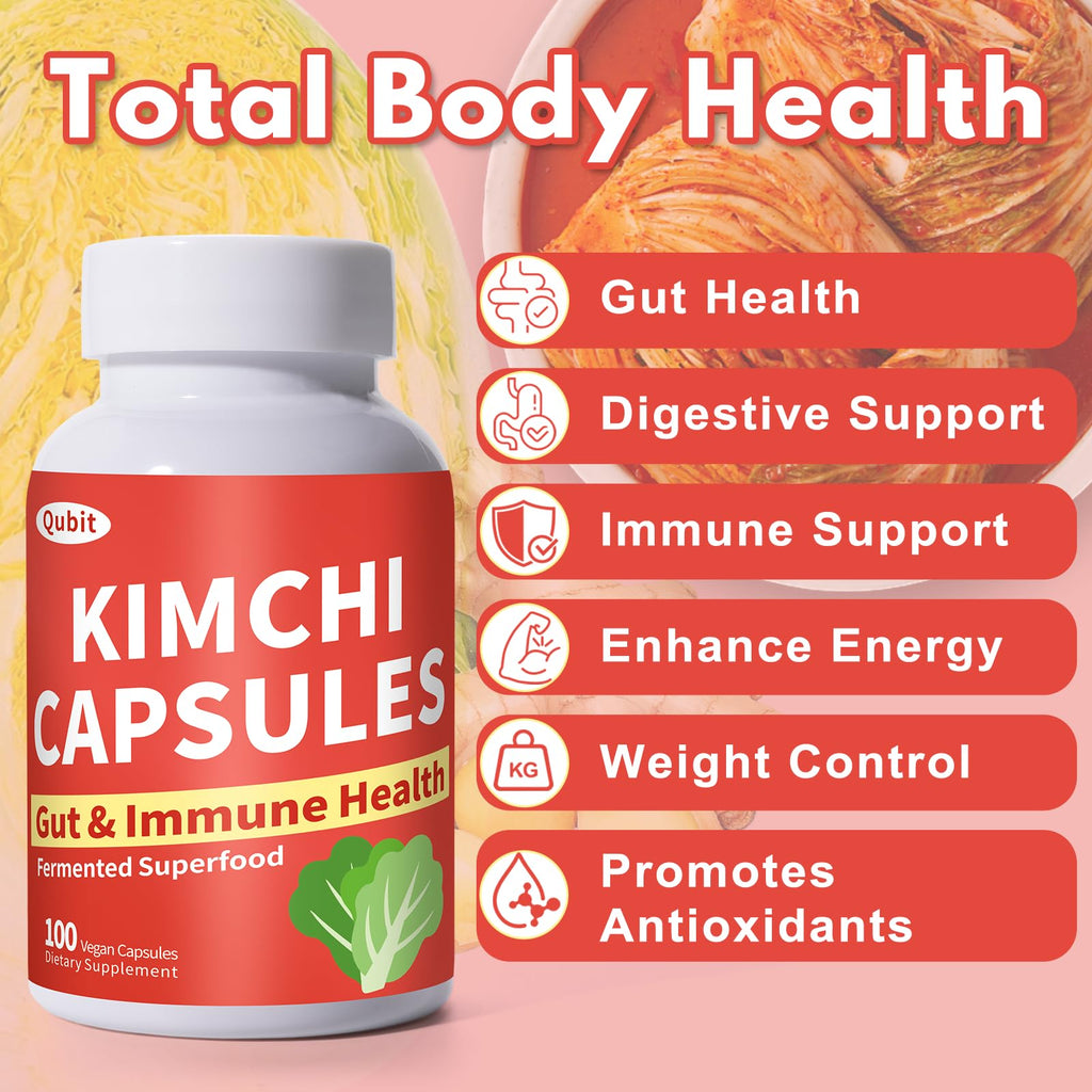 Jkrova Kimchi Capsules, Kimchi Supplement, Probiotics & Enzymes Supports Gut & Digestive Health, Taste Well, One Fermented Superfood for Antioxidant Support, 90 Vegan Capsules, Pills
