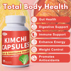 QUBIT Kimchi Capsules, Kimchi Supplement, Probiotics & Enzymes Supports Gut & Digestive Health, Taste Well, One Fermented Superfood for Antioxidant Support, 90 Vegan Capsules, Pills