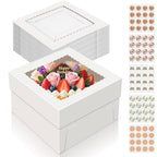 15 PCS Cake Boxes 10 Inch, 10x10x10 Tall Cake Box, 10 Inch Cake Box with Window, White Bakery Boxes, Large Baking Boxes, Cajas Para Pasteles, 10x10 Cake Boxes for Birthday, Wedding, Party, Business