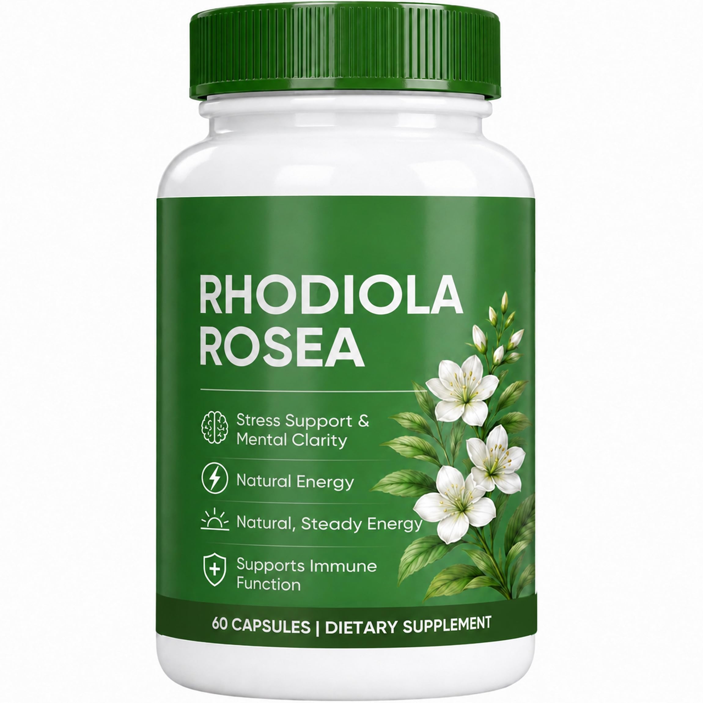 YLOTRE Rhodiola Rosea Capsules, Natural Adaptogenic Herb, 500mg Organic Rhodiola Rosea Extract Supplement for Stress Support, Balance Energy, Immune Function, Non-GMO, 60 Vegan Capsules