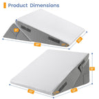 Sasttie Wedge Pillow Set for After Surgery, 2PCS Adjustable Bed Wedge Pillow Headboard with Memory Foam Neck Cushion – for Acid Reflux, Sleeping, Neck & Back Support, Dark Grey & White