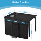 Cejiuga Walker Tray for Folding Walker, Premium Tray for Walker for Seniors with Cup Holder, Walker Trays for Rolling Folding Walker, Walker Accessories for Seniors (Black)