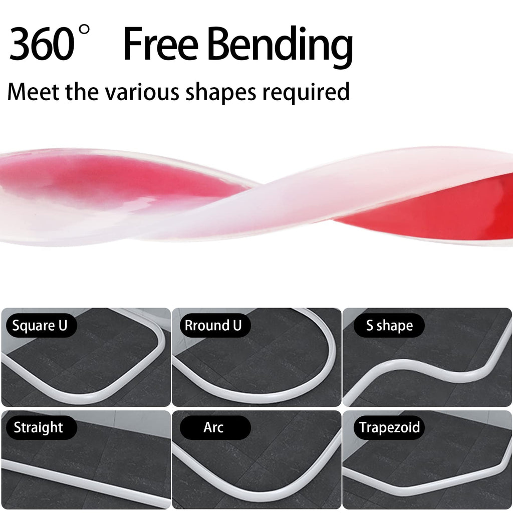 New Collapsible Shower Threshold Water Dam, Self Adhesive Silicone Waterproof Barrier Bathroom and Kitchen Water Strip Dam Shower Guard for Dry And Wet Separation Caulk Seal Strip Edge Trim(TM)