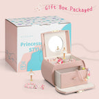 VLANDO 2 Layer Girls Musical Jewelry Box with Ballerina and Large Drawers