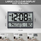 Atomic Clock/Never Needs Setting, Battery Operated, Atomic Wall Clock with Indoor Temperature & Humidity, Wireless Outdoor Sensor, Large Display Digital Calendar Clock for Elderly, Office, Bedroom