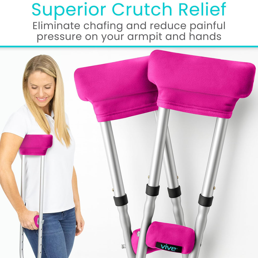 Vive Premium Crutch Pads & Hand Grips - Comfortable, Breathable, Machine Washable Padding - Moisture Wicking & Odor Reducing Pillow Accessory Covers for Adult & Youth Walking Crutches