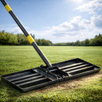 Lawn Leveling Rake - Heavy Duty 30" x 10" Lawn Leveler,Anti-Flip Edge, Adjustable 6FT Handle, Folding Plate for Yard, Soil, Sand, Topsoil,Gravel - Garden Ground Top Dressing,Landscaping tool