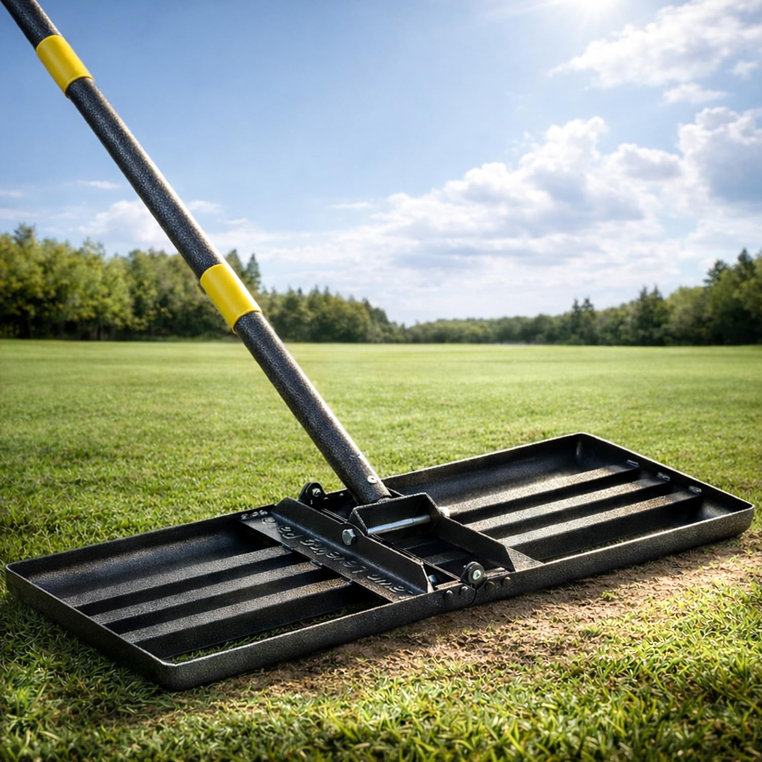 Lawn Leveling Rake - Heavy Duty 30" x 10" Lawn Leveler,Anti-Flip Edge, Adjustable 6FT Handle, Folding Plate for Yard, Soil, Sand, Topsoil,Gravel - Garden Ground Top Dressing,Landscaping tool