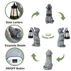 LXOUMEI Solar Dog Outdoor Statue, Garden Dog Figurines with Lantern