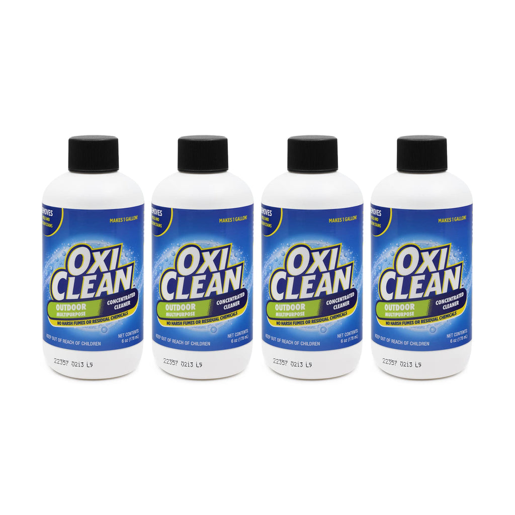 OxiClean Outdoor Multipurpose Super Concentrated Cleaner - Makes 4 Gallons Stain Remover Driveway for Concrete (4 Pack 6oz Bottle = Gallons) White 24 Fl Oz