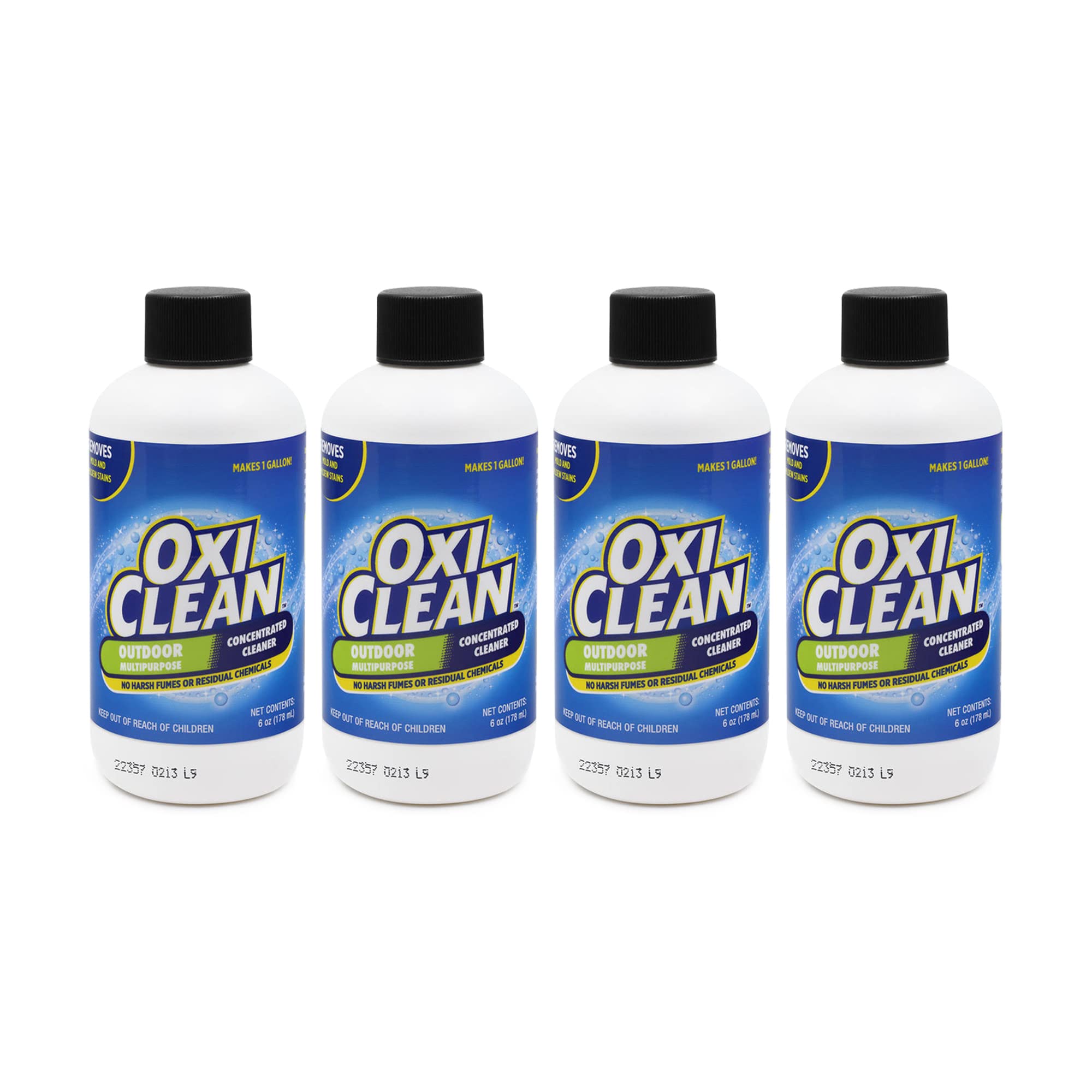 OxiClean Outdoor Multipurpose Super Concentrated Cleaner - Makes 4 Gallons Stain Remover Driveway for Concrete (4 Pack 6oz Bottle = Gallons) White 24 Fl Oz