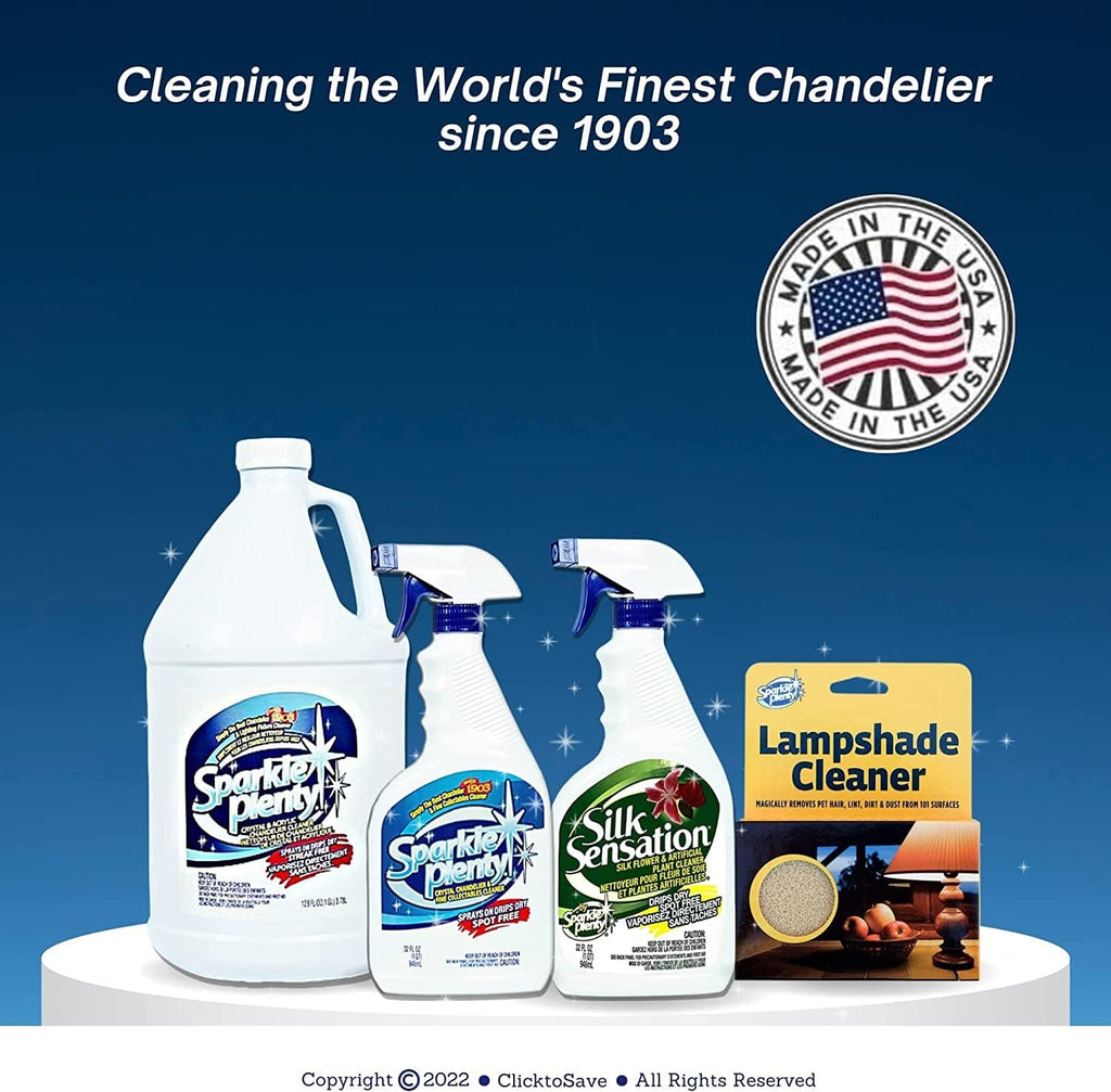 Sparkle Plenty Chandelier Cleaner Drip Dry Spray No Wipe Bundle - Silk Plant Cleaner Spray No Wipe - Dust Cleaning Supplies for Fake Plant, Artificial Flower, Shower Glass or Window Screen (32 oz)