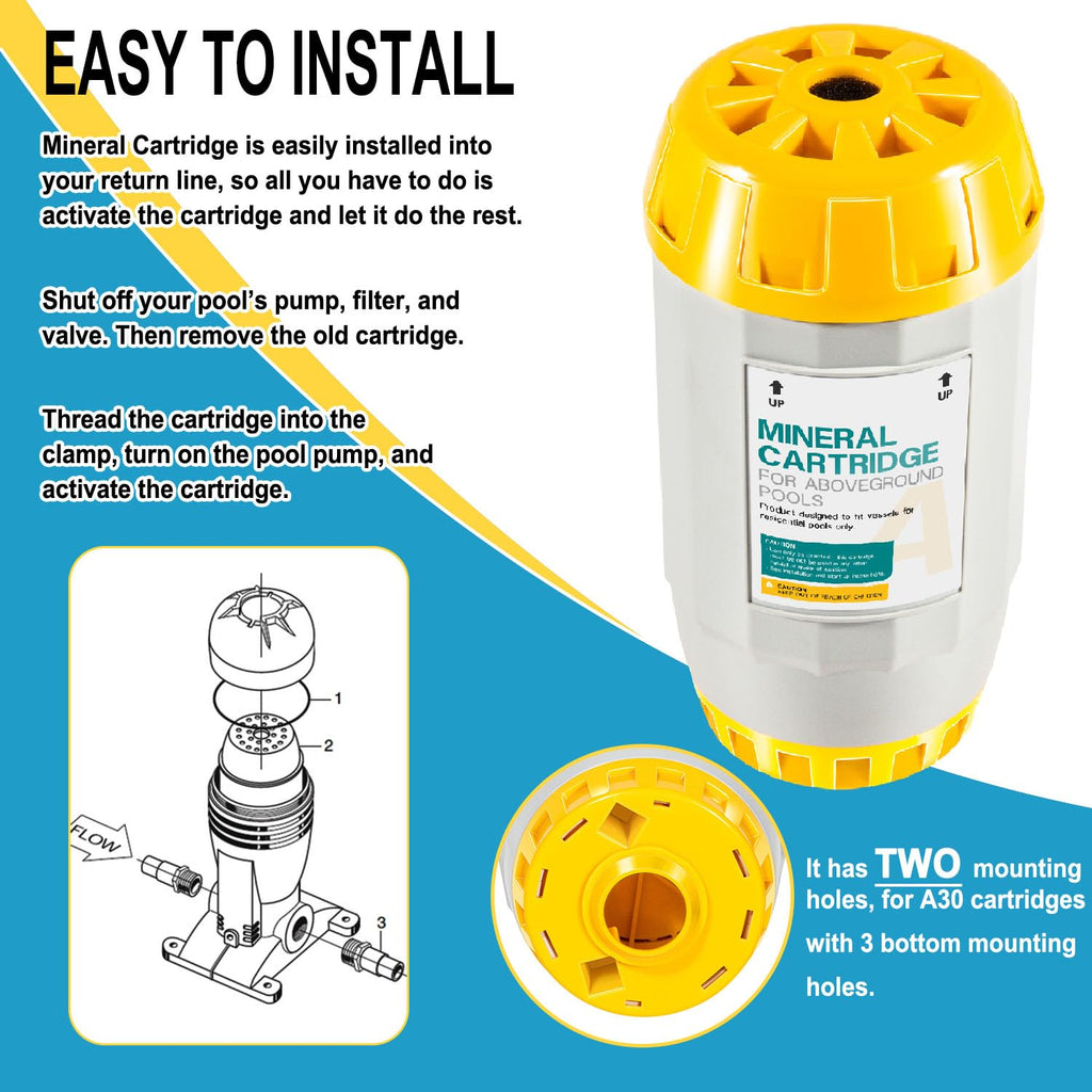 W28165 Mineral Cartridge Replacement Part Fit for Zodiac Nature2 A30 Cartridge, for Zodiac Nature 2 Above Ground A Vessels, for Pools Up to 30K Gallons (Except Limited), 2 Holes of Buttom