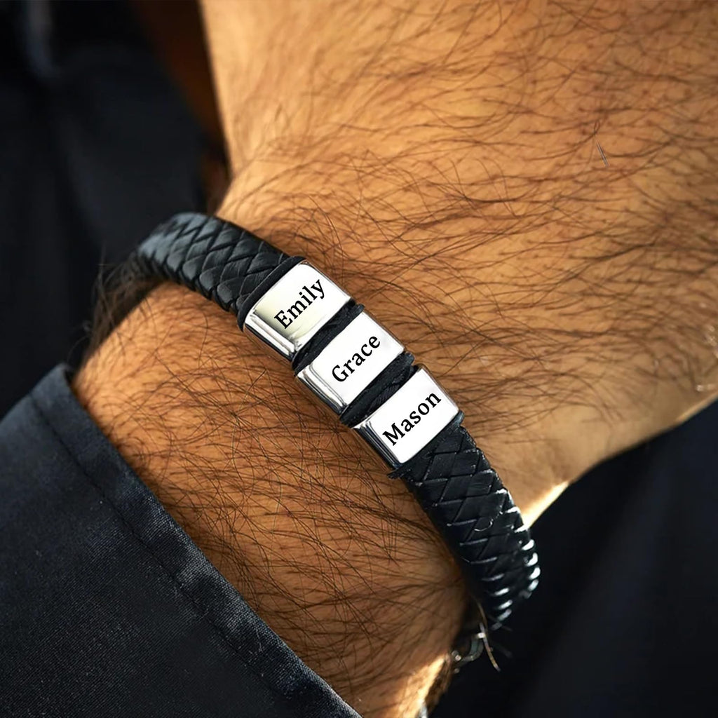ThermoThrill Fathers Day Bracelet Gifts Custom Bracelets with 1-6 Beads Dad Gifts Customized Mens Bracelet Personalized Gifts for Men Husband