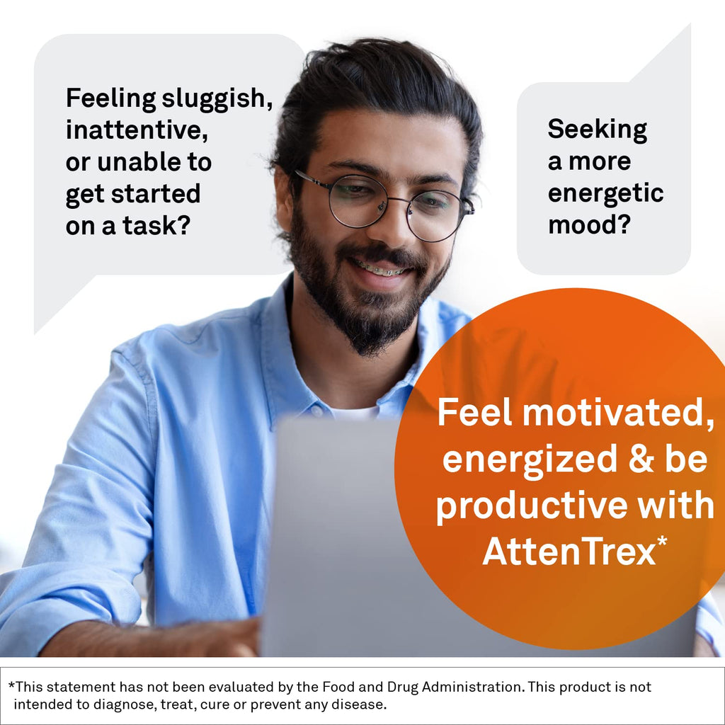 Neuroscience AttenTrex - Chewable Brain Supplements for Memory and Focus for Adults & Kids - Supports Dopamine, Epinephrine & Norepinephrine for Natural Energy, Attention & Cognitive Clarity (60 ct)