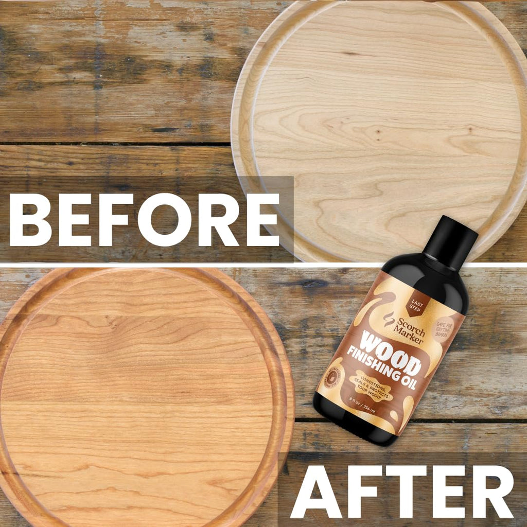 SCORCH MARKER Cutting Board Oil - Food Safe Butcher Block & Wood Finishing Oil Conditioner, Made with Food Grade MCT Oil, for Kitchen Utensils & Wood Crafts, Mineral Oil-Free (8OZ)