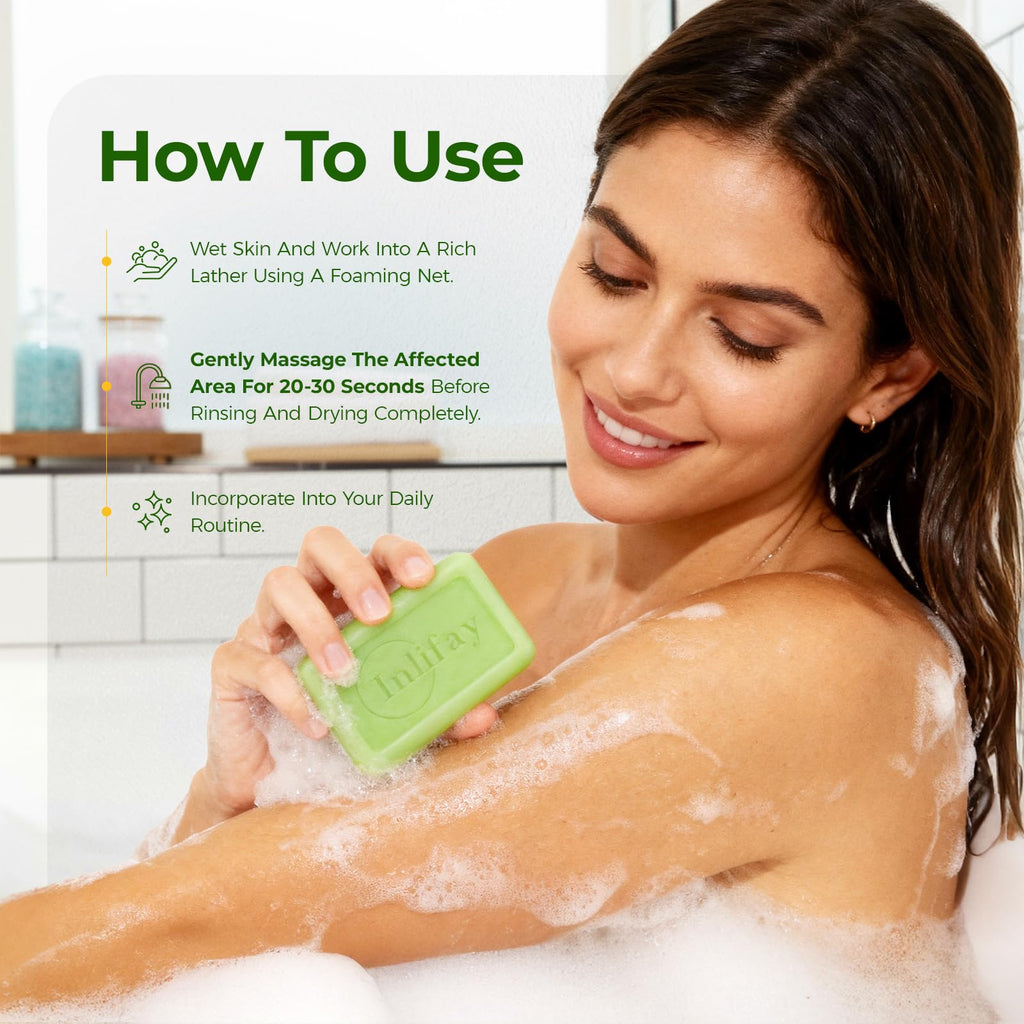Inlifay Antifungal Soap Bar for Men: Anti Fungal Skin Soap for Athlete's Foot, Jock Itch, Ringworm - Tea Tree Fungus Soap for Active People Daily Body Cleansing