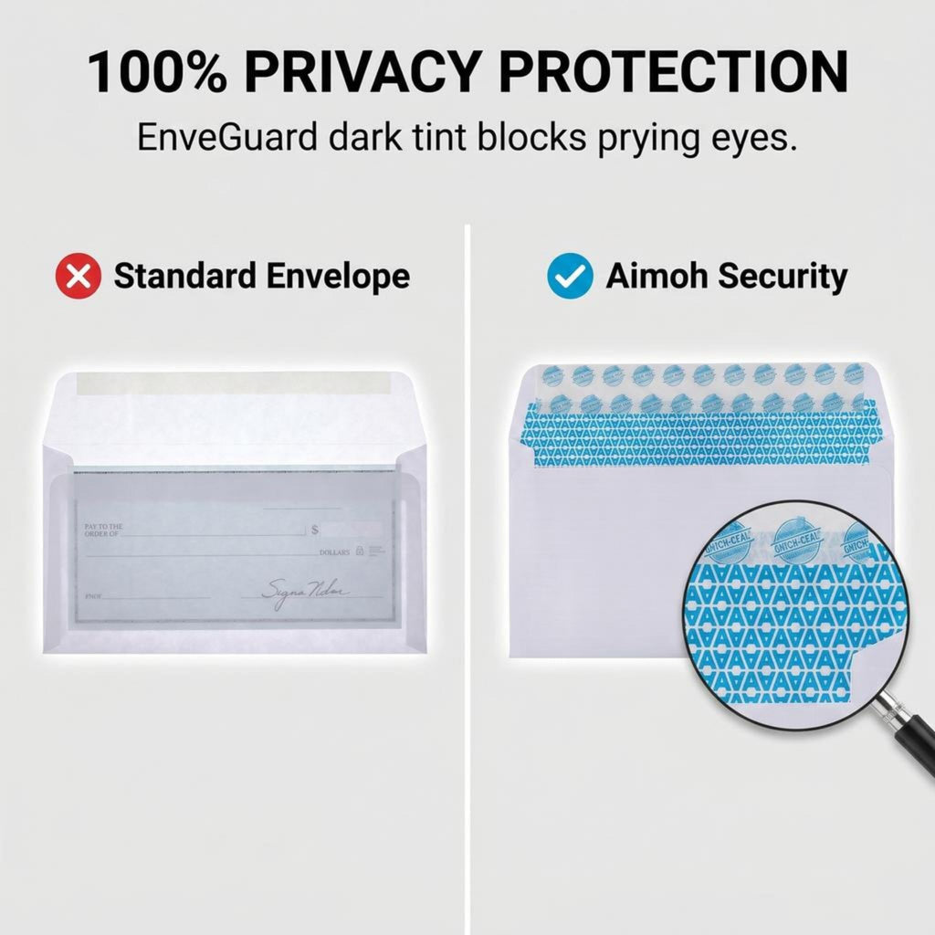 Aimoh#10 Business Envelopes Letter Size Windowless Self Seal Security 500ct