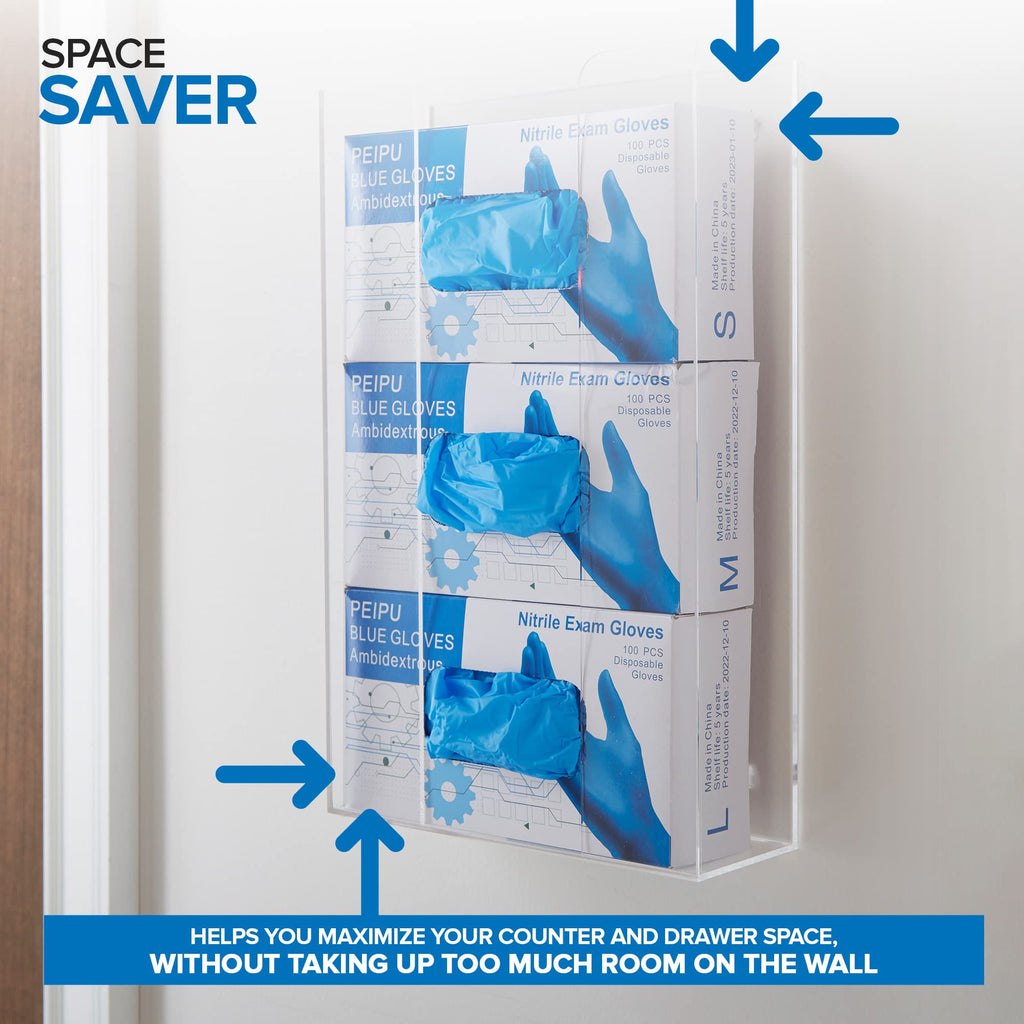 Stock Your Home Triple Acrylic Glove Dispenser, 2 Pack, Wall Mount