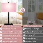Lynnoland 21" Set of 2 Table lamp with USB A+C & AC Outlets, Touch Control 3-Way Dimmable Nightstand Lamps for Bedroom Living Room Office Reading, Pink Shade Touch Lamps, 5000K LED Bulbs Included