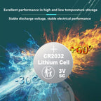 Nightkonic 100 pcs Pack - CR2032 Battery 3 Volt Lithium Coin Cell 2032 Batteries