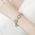 UNY JEWEL Twisted Cable Wire Link Chain Bracelet Two Tone Designer Brand Inspired Women Jewelry Valentine (2 Tone)