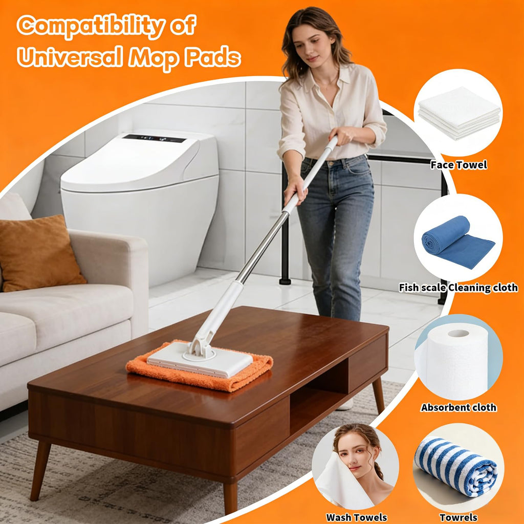 Snap Grip Mini Mop, Cloth Changing Mini Mop, 39 Inch Zero Touch Disposable Lazy Mops with 5 Refill Cloths, Wash-Free Minis Mops for Wet/Dry Floors, Tile, Corners, Home Kitchen Cleaning Essentials (1)