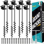 25" Ground Anchors Screw in, Mobile Home Anchors for Shed, Black-25-8Pcs