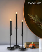 Homemory Black Flameless Taper Candles Flickering, NO Remote, 9.6 Inches Battery Operated, 6 Pcs Realistic Electric LED Candlesticks Made of Plastic for Halloween Party Home Decor