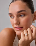PAVOI 14K Yellow Gold Plated Simple 2.5CT Pear CZ Hidden Halo Eternity Band