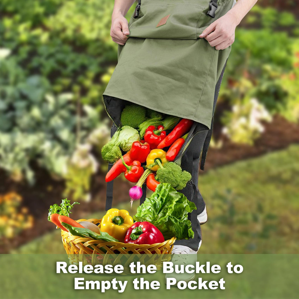 Berry&Bird Harvest Apron, Waterproof Canvas Apron for Men & Women(Green)