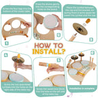 Kids Drum Set, Montessori Musical Instruments for Toddlers 1-3, Wooden Musical Toys for Baby 12-18 Months, Preschool Educational Xylophone Drum Kit, Birthday Gift for Boys Girls Ages 3+