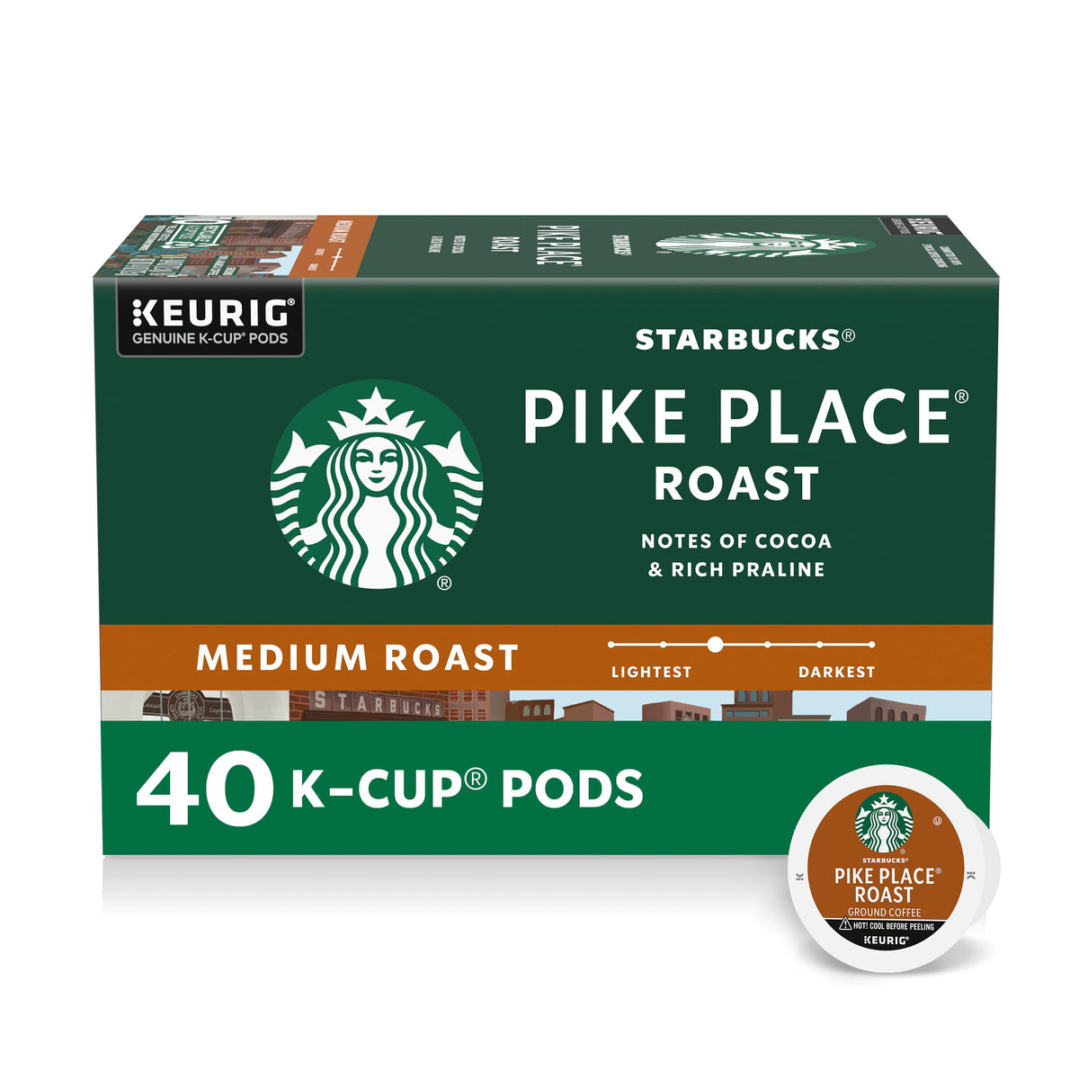 Starbucks K-Cup Coffee Pods, Pike Place Roast, 40 Count