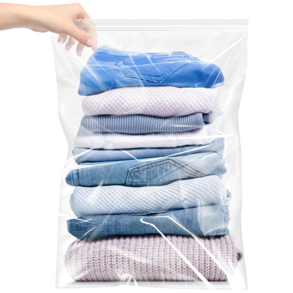 Large 5 Gallon Plastic Zipper Storage Bags, 18x24 Inches Clear Reclosable Storage Bags 20Pieces