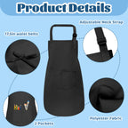 ZLEVEAYN 30 Pcs Kids Apron Bulk Adjustable Children Bib Aprons with Pockets for Girls Painting Kitchen Cooking Baking (Black, L)