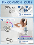 LOWCUS Shower Cartridge Replacement for Delta RP46074 (2006-Present) 1-Pack, Compatible with Delta 13 14 Series Single Handle, Includes Bonnet Nut, Fix Leak or Drip, Temperature or Pressure Issues