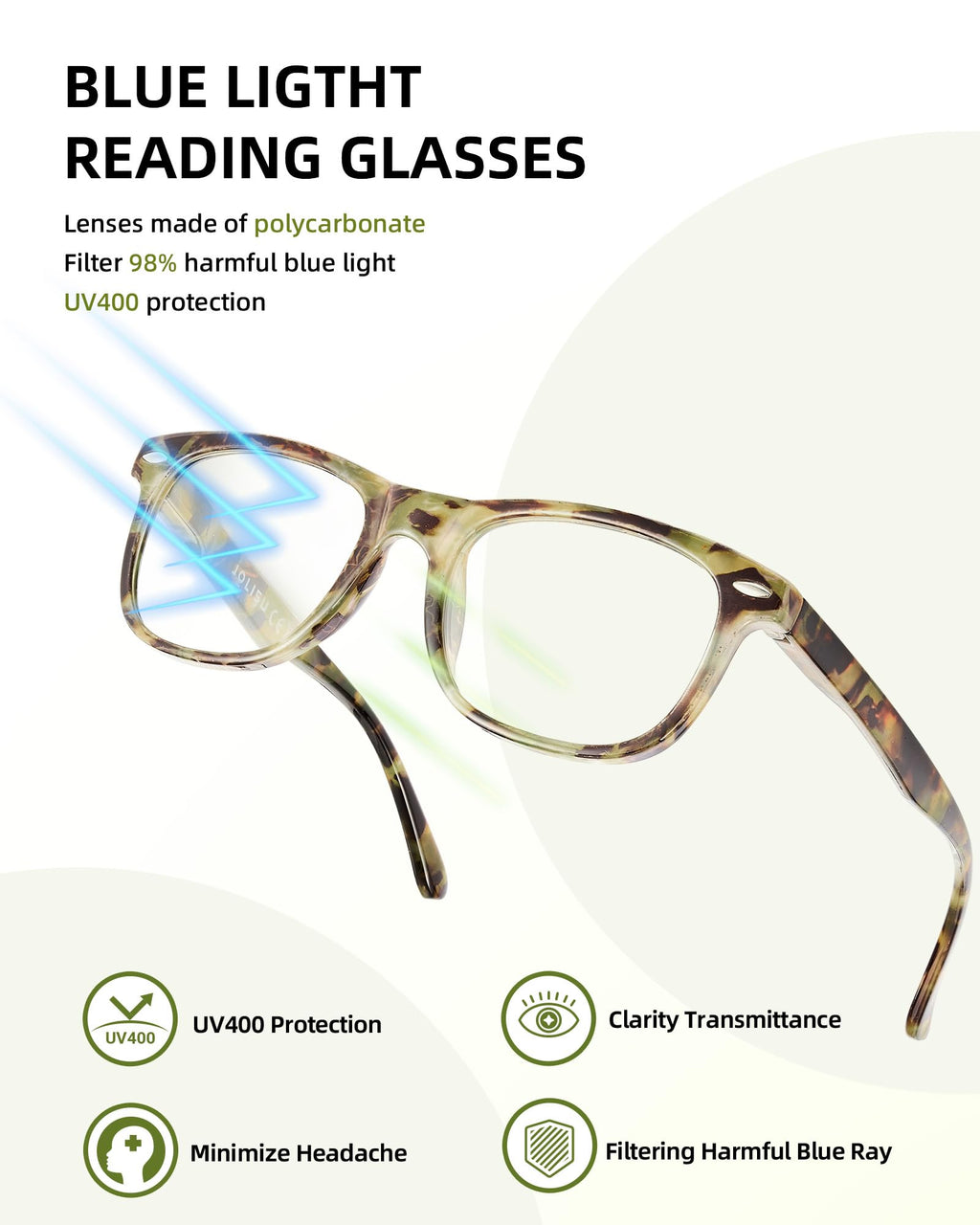 JOLISU Reading Glasses For Women - 5 Pack Stylish Readers For Womens Men Spring Hinge Eyeglasses -Blue Light Blocking Protection Frame (1.75)