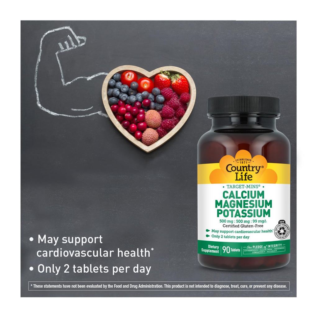 Country Life Calcium Magnesium Potassium, 90 CT
