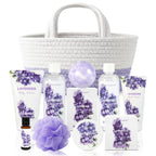 BODY & EARTH Spa Gift Baskets for Women 11pcs Lavender Gift Sets with Bubble Bath, Shower Gel, Body Lotion, Mom Birthday Gifts, Spa Kit, Purple Gift for Her, Christmas gifts