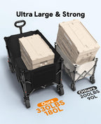 180L Wagons Carts Foldable with Wheels and Brakes for Camping Grocery