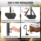 VEVOR Hot Tub Handrail, 360 Rotatable Spa Side Handrail with 35"-57" Adjustable Height, Rust-Proof Aluminum Spa Hot Tub Hand Rail with Slide-Under Mount Base for Indoor & Outdoor, 600LBS Capacity