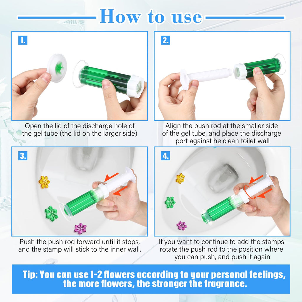 Heigble 16 Pcs Flower Toilet Gels 224 Count 8 Kinds Stamp Bowl Gel Scent Toilet Stain Removal Cleaner Air Freshener Flower Stamps Pack for Bathtubs Bathroom