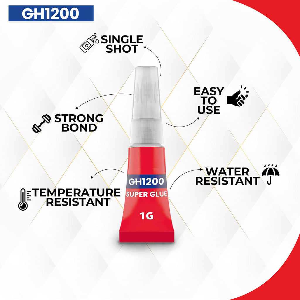 1 Gram (Pack of 24) Single Use Super Glue All Purpose - Superglue - Ca Glue Thick & Strong Adhesive for DIY Craft, Ceramics, Frame, Leather, Metal Etc