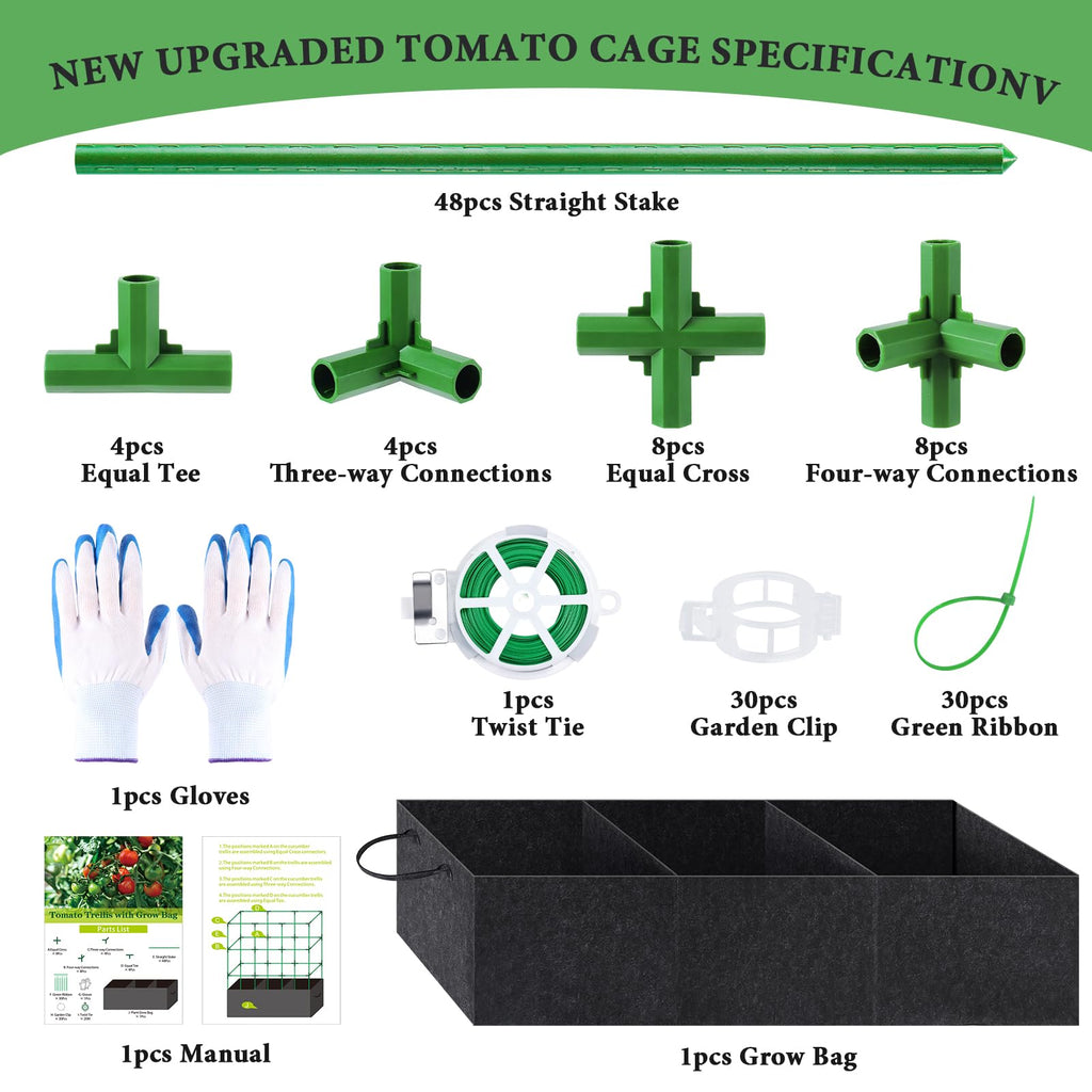 POILKMNI Tomato Cage 51×17×49 Inch with 46 Gallon Grow Bag