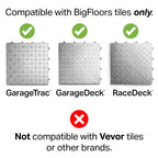 Big Floors Garage Floor Transition Edge, Interlocking Modular Garage Floor Edging Compatible with RaceDeck, GarageTrac & GarageDeck Tiles (Male, 11 Pack, Graphite)