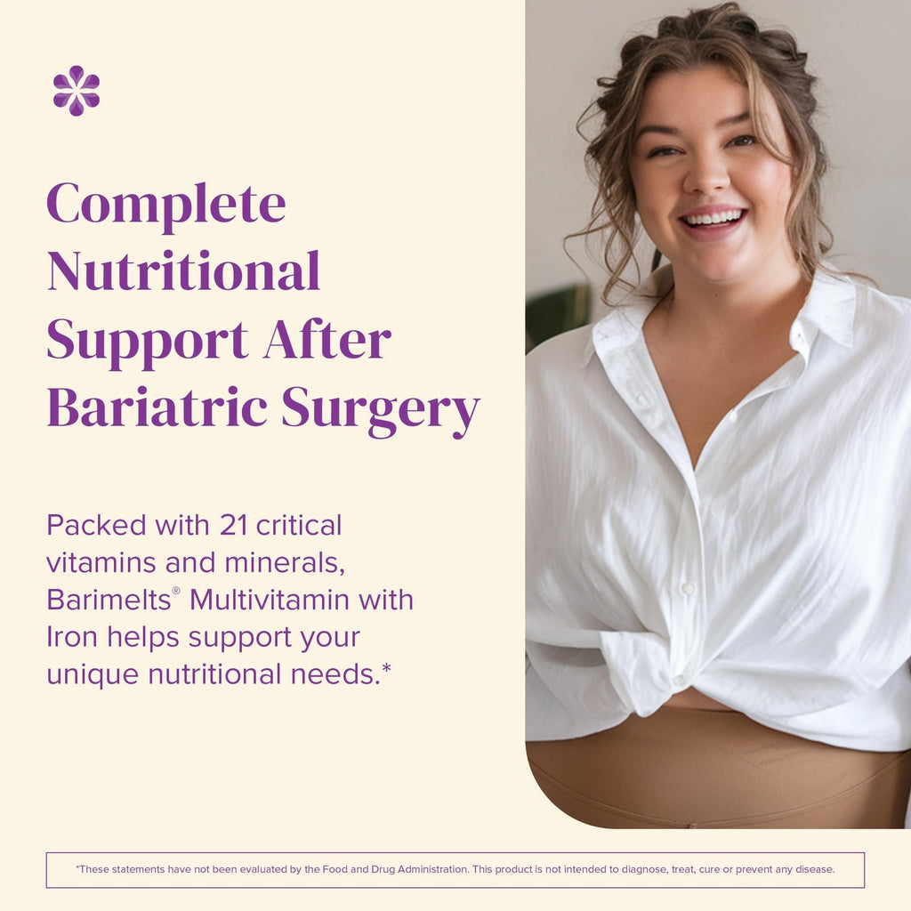 BariMelts Bariatric Multivitamin with Iron, 180 Fast-Dissolving Tablets (3-Month Supply), Sugar-Free Bariatric Vitamins for Women, Natural Fruit Flavor